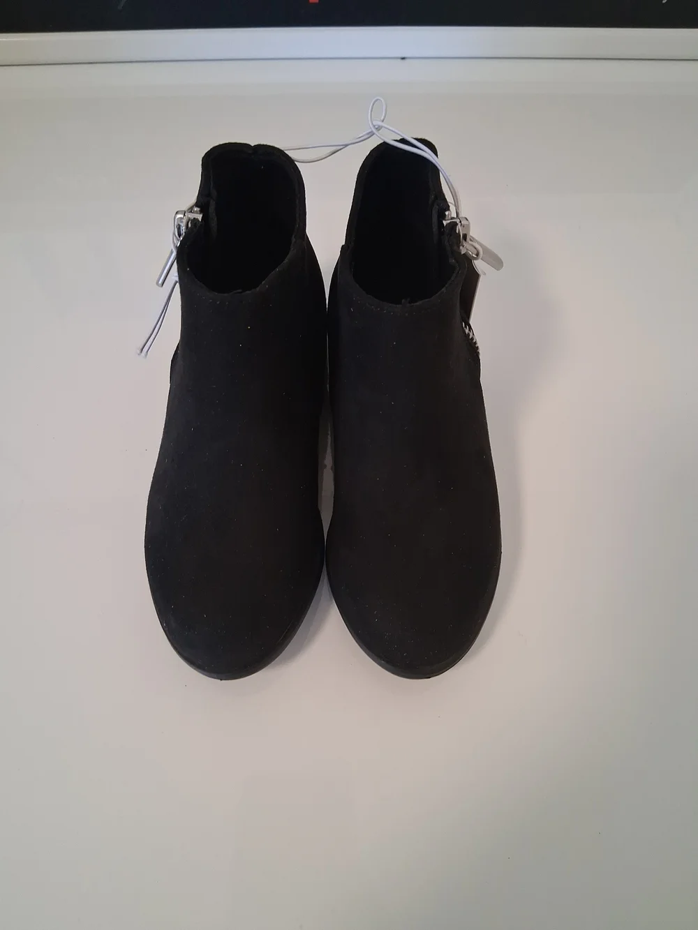 jumping beans Black Suede-Look Ankle Booties with Side Zip Size 8